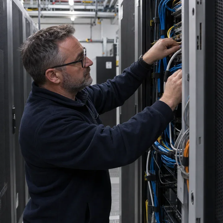 Technical specialist reviewing controls in a digital infrastructure environment.